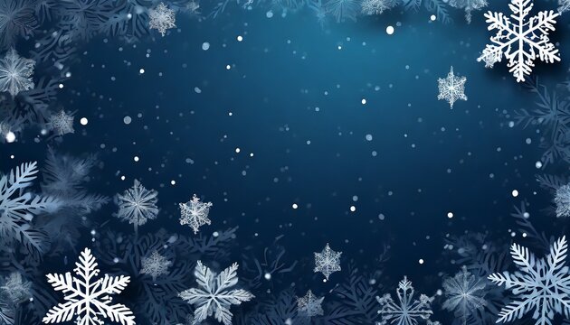 White snowflakes on blue gradient background