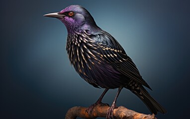 illustration of a european starling - isolated side profile on plain background