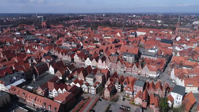 Aerial view, old town, Lueneburg, Lower Saxony, Germany, Europe