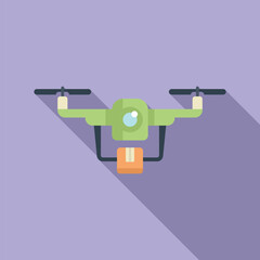 Parcel drone delivery icon flat vector. Camera spy. Remote control tech