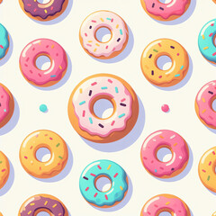 Fototapeta premium seamless background with donuts - Generative AI