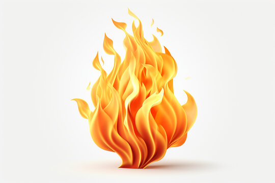 3d fire flame icon isolated on white background