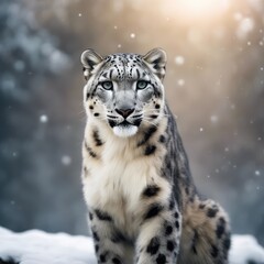Obraz premium Snow Leopard Photography Stock Photos cinematic, wildlife, snow leopard, for home decor, wall art, posters, game pad, canvas, wallpaper