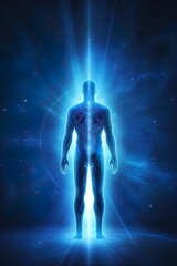 A human figure in front of a portal. Great for stories of medical breakthroughs, healthcare innovation, sci-fi, futurism, innovation and more, 