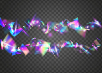 Neon Glitter. Iridescent Tinsel. Party Colorful Illustration. Luxury Foil. Pink Metal Confetti. Hologram Background. Webpunk Art. Shiny Prism. Purple Neon Glitter