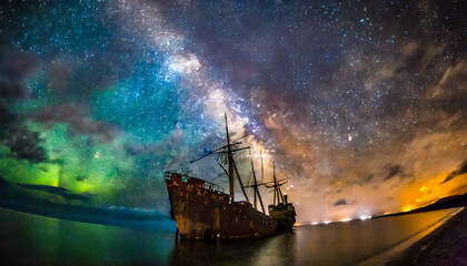 Ship Wrecked At Night
