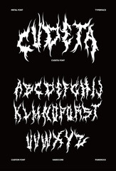 Heavy metal font cudeta typography vector punk rock hardcore dark music typerface editable - obrazy, fototapety, plakaty