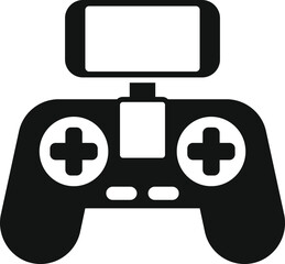 Phone joystick drone control icon simple vector. Remote air vehicle. Drone spy digital