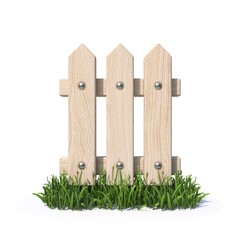 Fence icon with grass 3D
