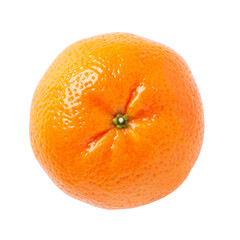 Bright orange tangerine isolated on white background. Mandarin top view.