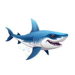 Obraz premium cartoon Blue shark vector illustration in transparent background Generative AI