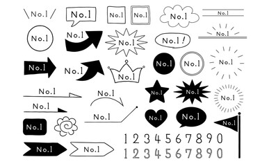 No.1とゆるい手書き風数字_黒