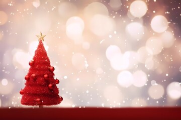 Chrismas decorations with snowflakes. Cute chrismas tree on a blurred background