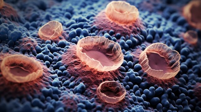 Microscopic view of cells biological research
