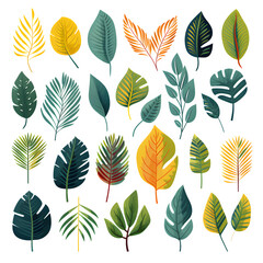 Fototapeta premium leaves collection. Vector isolated elements on transparent background Generative AI