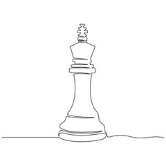 Continuous one line drawing of chess king vector illustration