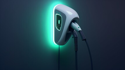 Electric Vehicle Charging Station: Realistic Anamorphic Art Close-up in Vibrant Tones