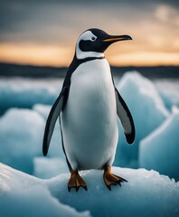 Fototapeta premium Portrait of Penguin on iceberg at antartica 