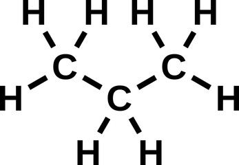 Propane C3H8 chemical structural formula, vector illustration - obrazy, fototapety, plakaty