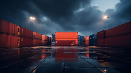Container Fracht, Hafen Spedition - obrazy, fototapety, plakaty