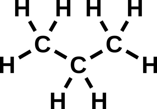 Propane C3H8 chemical structural formula, vector illustration