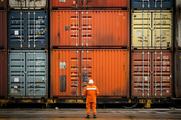 Container Fracht, Hafen Spedition - obrazy, fototapety, plakaty