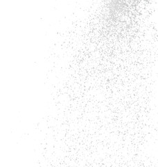 Photo image of falling down snow, fine small size snows. Freeze shot on black background isolated overlay. Fluffy White snowflakes splash cloud in mid air. Real Snow throwing shower - obrazy, fototapety, plakaty