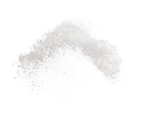 Photo image of throwing snow fly in air. Snows Freeze shot on black background isolated overlay. Fluffy White snowflakes splash cloud in falling down. Real Snow throwing shower