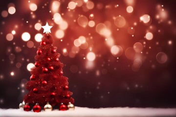 Naklejka na ściany i meble Chrismas decorations with snowflakes. Cute chrismas tree on a blurred background