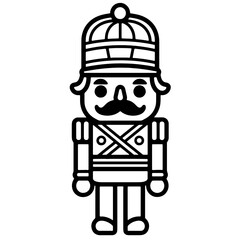 Line art of a cute Nutcracker , Svg file, black and white, outline art, coloring book.