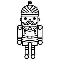 Line art of a cute Nutcracker , Svg file, black and white, outline art, coloring book.