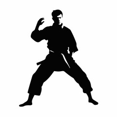 Fototapeta na wymiar Martial art black icon on white background. Martial art silhouette