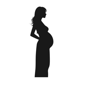 Pregnant woman black icon on white background. Pregnant woman silhouette