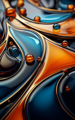 Abstract background, colorful paint, bubbles, resin, sinuous curves