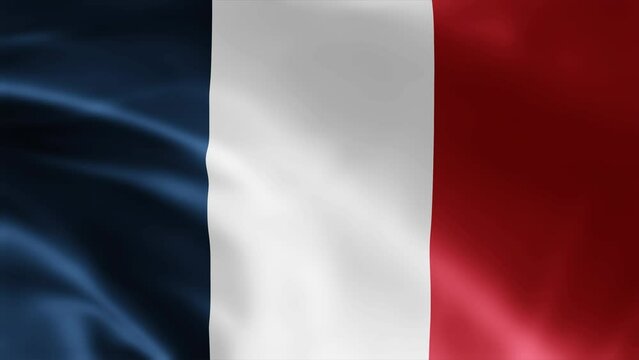 France flag is waving 3D animation. French flag waving in the wind. National flag of France. Flag seamless loop animation 4k