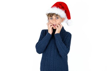 Speechless Caucasian teen boy  keeps hands near opened mouth reacts to shocking news stares wondered at camera