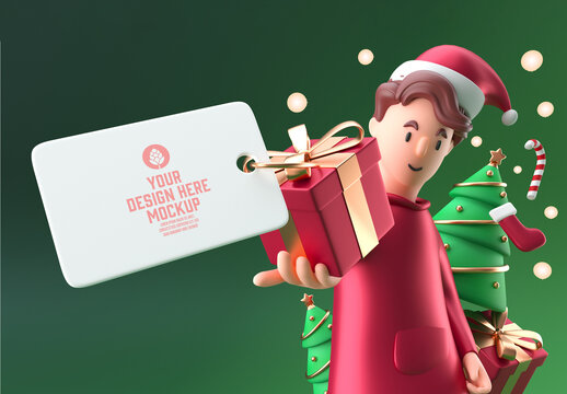 Christmas Santa with Mobile Concept Mockup