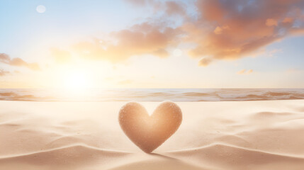 A heart  draw on the sand and on a white background with copy space,Handwritten heart in sand with wave approaching in the beach