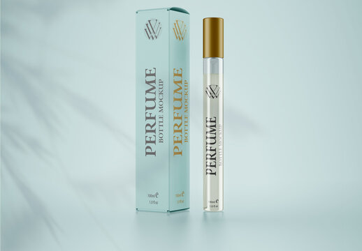 Glass Sample Vial Sprayer With Box Mockup