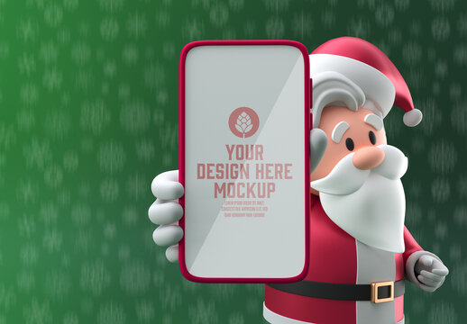 Christmas Santa with Mobile Concept Mockup