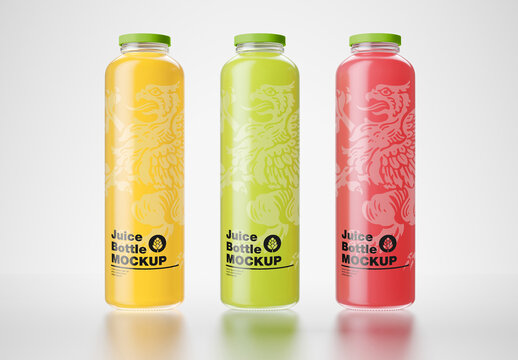 Set of 3 Juice Glass Bottle Mockup