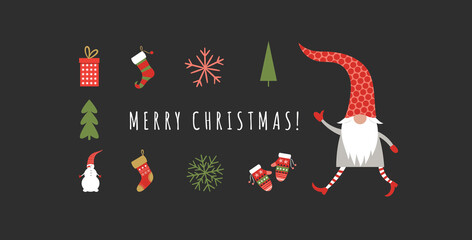 cartes de noel, merry christmas, 2024, gnomes de noel, noël, carte, vecteur, cadeau, vacances, illustration, père noël, dessin animé, célébration, hiver, content, joyeux, conception, saluer, fun, art,