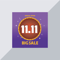 11.11 Big Sale Banner Design Template, Social Media Ad, 11.11 Shopping Sale Banner