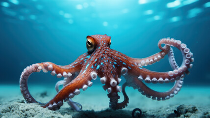 octopus underwater - obrazy, fototapety, plakaty