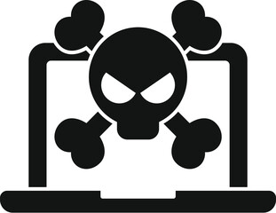 Danger laptop virus icon simple vector. Digital desktop. Button tool