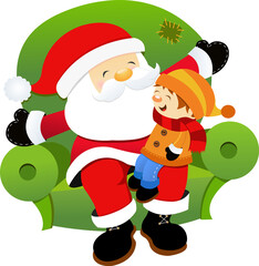 Cute Santa With Kid Sitting Oh His Lap