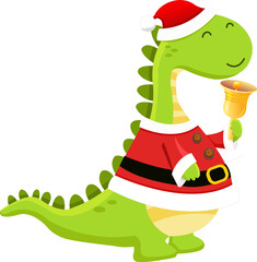 Cute Dino With Santa Costume