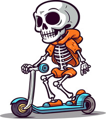 Vector Boho cartoon character of skeleton Riding