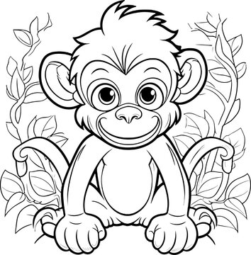 monkey coloring page for kids 