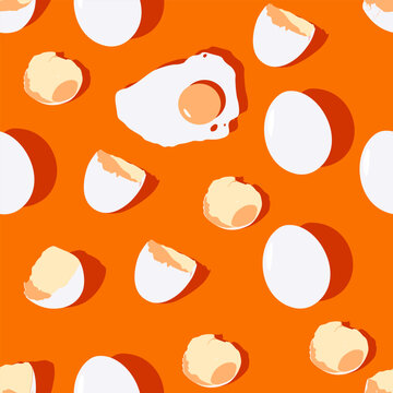 Eggs vector cartoon seamless pattern background for wallpaper, wrapping, packing, and backdrop.